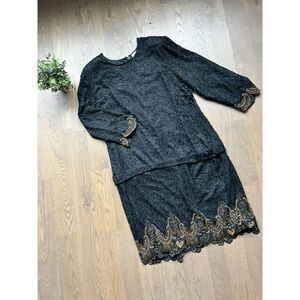 80’s Vintage Gloria Vanderbilt Beaded 100% Silk Black Dress